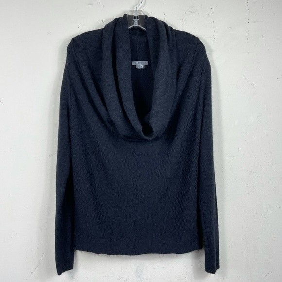 Vince Drape Front Cowl Neck Alpaca Wool Blend Boho Sweater in Black S Minimalist - Picture 8 of 9